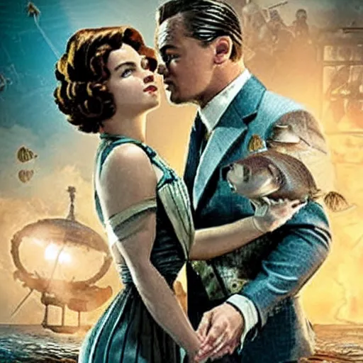 Image similar to movie poster depicting andrew ryan, portrayed by leonardo dicaprio, in a new live - action bioshock movie, the underwater city of rapture is also present