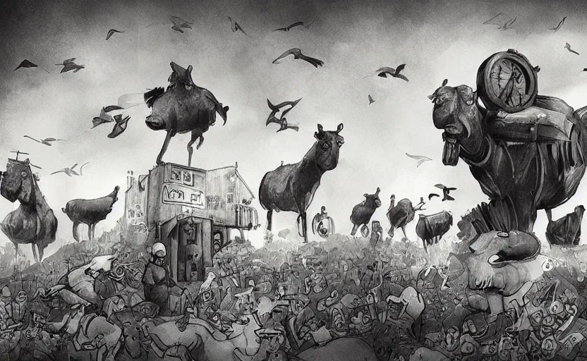 Image similar to “ animal farm by george orwell, digital art, award winning, trending on art station ”