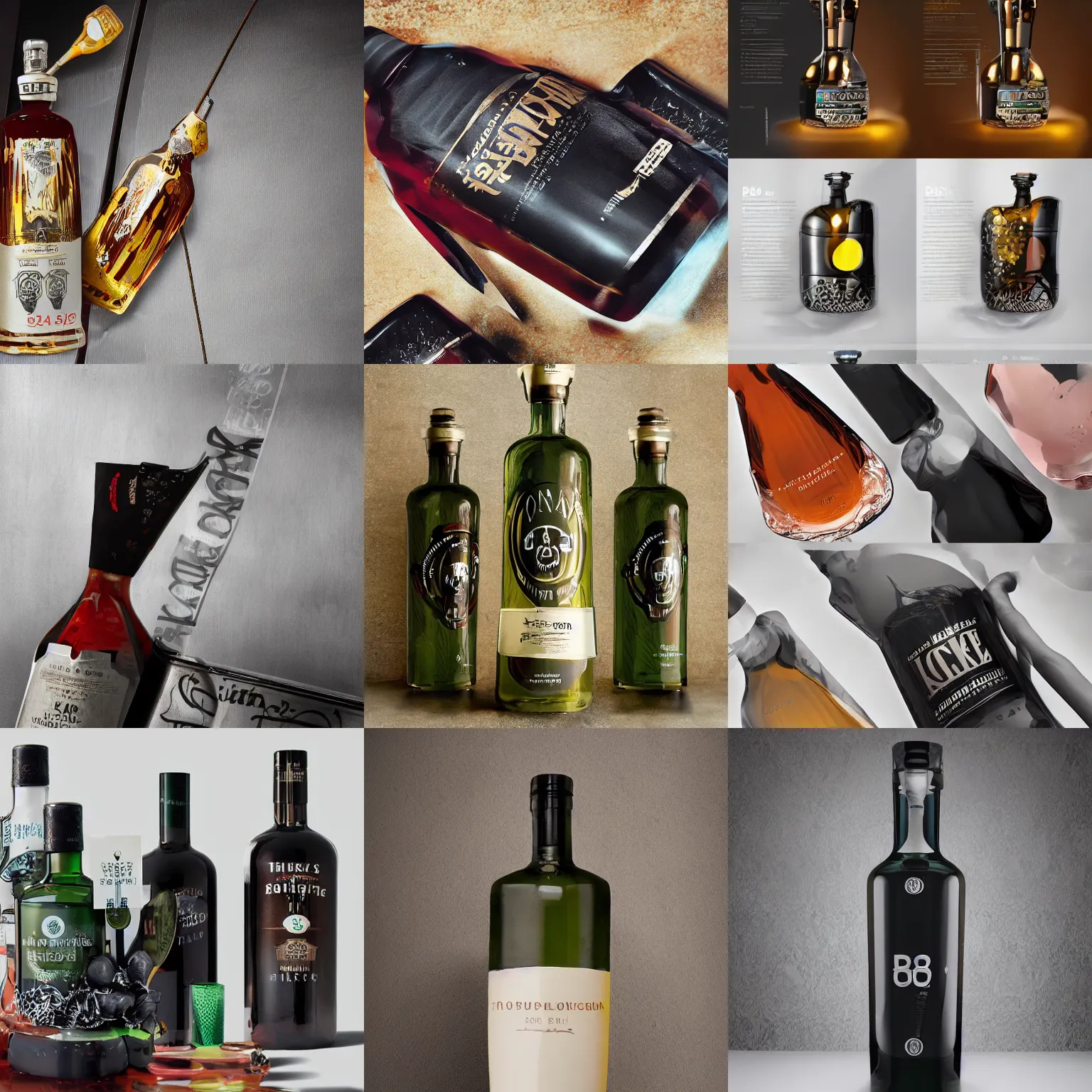 Premium AI Image  An alcohol kills An empty green alcohol bottle on a  table against a dark background