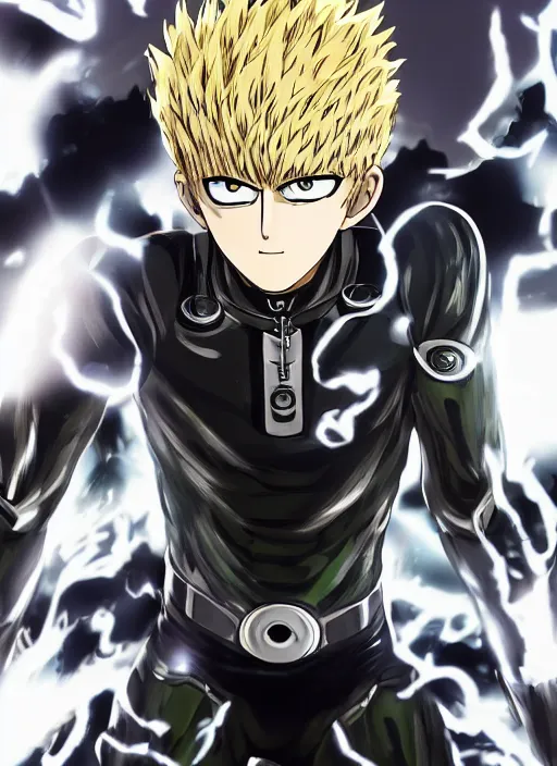 Image similar to A full portrait photo of real-life genos one punch man, f/22, 35mm, 2700K, lighting, perfect faces, award winning photography.