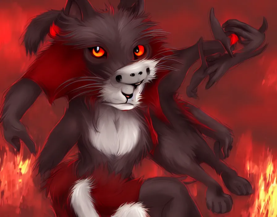 Image similar to furry - male - red - black - weasel - necromancer - fursona uhd ue 5 visual novel pc game expressions