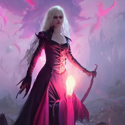 Prompt: immortal novice vampire princess summons demons from hell cute colorful pink gothic girly 4 k high definition artstation trending path traced contrast light and dark colorful bokeh massive scale cinematic breathtaking happy, art by greg rutkowski