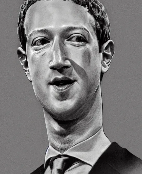 Image similar to a detailed pencil drawing of mark zuckerberg holding a presidential rally