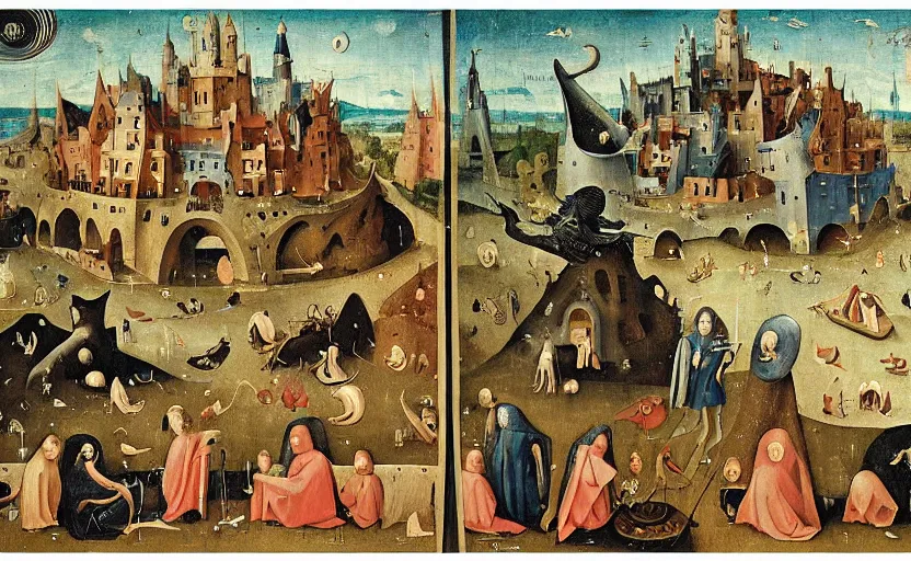 Image similar to among us video game in the style of hieronymous bosch, imposters, sus, amogus