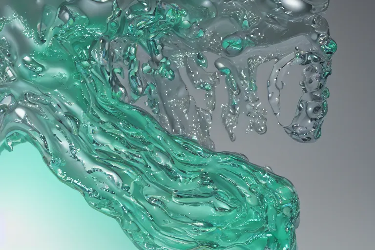 Image similar to Painful pleasures by Lynda Benglis, stunning, liquid physics, bubbly, VFX, high transparency, octane render, 4k, 8k