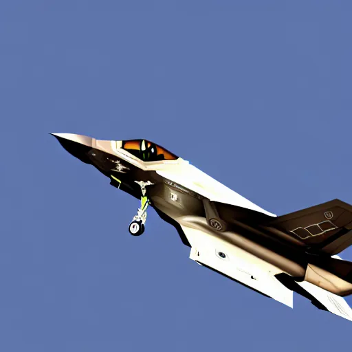 Image similar to The F-35 in the style of the Space Shuttle, black belly, white cloth top