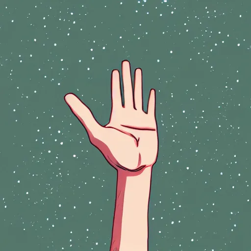 Image similar to a photo of a hand floating by inio asano, aya takano color style, 4 k, super detailed, night sky, digital art, digital painting, celestial, majestic, colorful