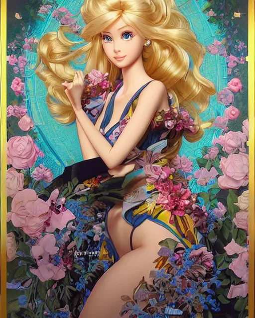 Image similar to if barbie were a real girl, beautiful shadowing, 3 d shadowing, reflective surfaces, 8 k, beautifully detailed pencil illustration, intricate, epic composition, masterpiece, bold complimentary colors. stunning masterfully illustrated by artgerm, range murata, alphonse mucha