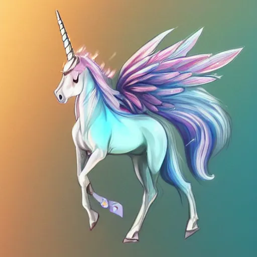Image similar to a beautiful alicorn, a winged unicorn. it is graceful and elegant. it is turquoise. stunning fantasy art trending on artstation