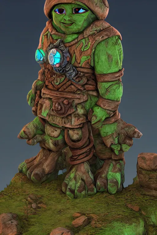 Image similar to zelda fantasy art giant golem troll wood rock greeble gemstone, global illumination ray tracing hdr fanart arstation by sung choi and eric pfeiffer and gabriel garza and casper konefal