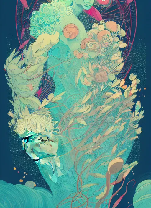 Image similar to beautiful illustration of apollo, in the style of james jean and victo ngai and sam spratt, mystical colors, trending on artstation