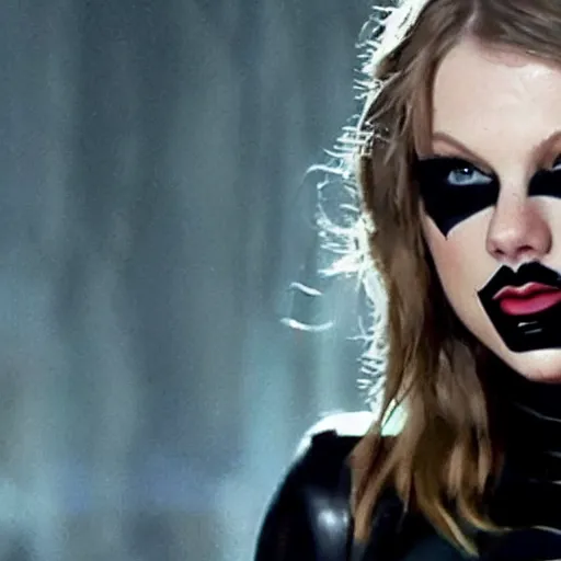 Prompt: taylor swift in christopher nolan batman remake as gay cat woman