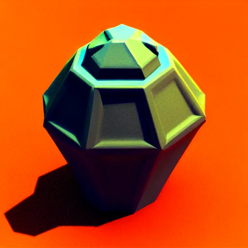 Image similar to isometric 3 d hand grenade, low poly, soft render, handpaint texture, blender, 3 dcoat