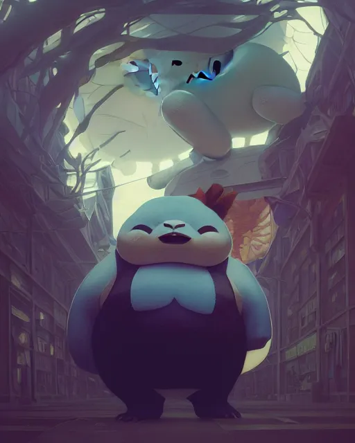 Image similar to highly detailed surreal vfx portrait of snorlax, stephen bliss, unreal engine, greg rutkowski, loish, rhads, beeple, makoto shinkai and lois van baarle, ilya kuvshinov, rossdraws, tom bagshaw, alphonse mucha, global illumination, detailed and intricate environment