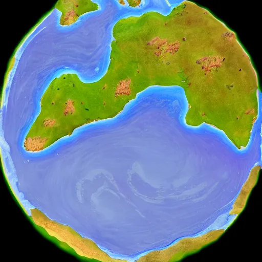 Image similar to a fantasy continent shaped like a spring