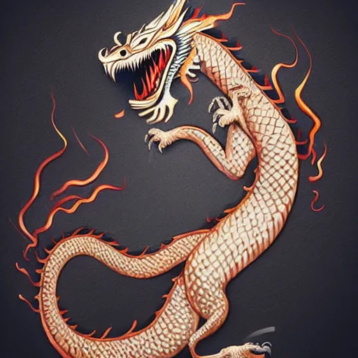 Image similar to asian dragon breathing fire as latte art, award winning, white background, deviantart, beautiful, intricate, highly detailed, digital painting, artstation, concept art, smooth, sharp focus, illustration,