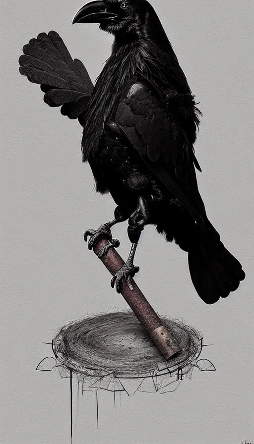 Prompt: epic professional digital art of humanoid crow by julia deville, lisa roet, sam leach, sidney nolan, and peter booth