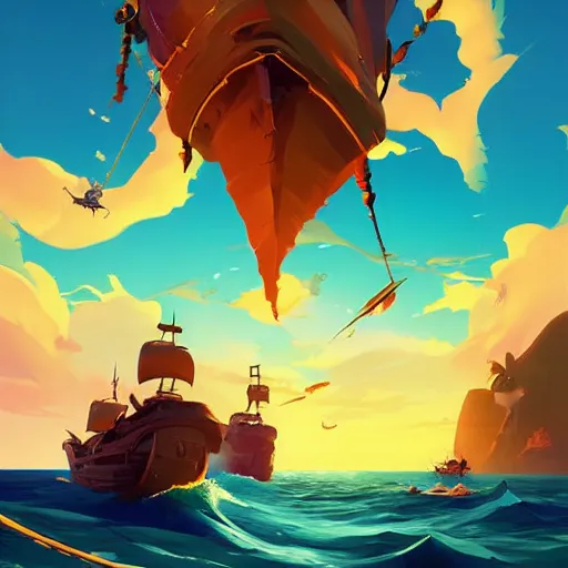 Image similar to painting treasure on sea of thieves game smooth median photoshop filter cutout vector, behance hd by jesper ejsing, by rhads, makoto shinkai and lois van baarle, ilya kuvshinov, rossdraws global illumination