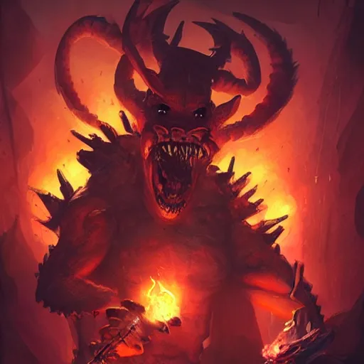 Image similar to Fnaf Foxy slays three demon dragons, Greg Rutkowski