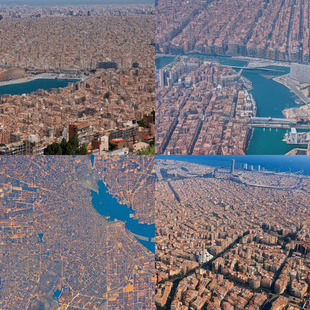Prompt: satellite photograph of Barcelona 🍑