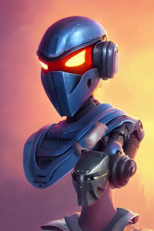 Image similar to epic mask helmet robot ninja portrait stylized as fornite style game design fanart by concept artist gervasio canda, behance hd by jesper ejsing, by rhads, makoto shinkai and lois van baarle, ilya kuvshinov, rossdraws global illumination radiating a glowing aura global illumination ray tracing hdr render in unreal engine 5