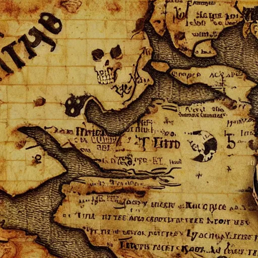 Image similar to scan of an old torn treasure map, pirates treasure map, high detail, high res, hyperrealistic