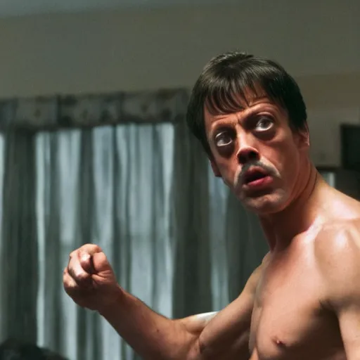 Image similar to Steve Buscemi as Rocky Balboa, movie still