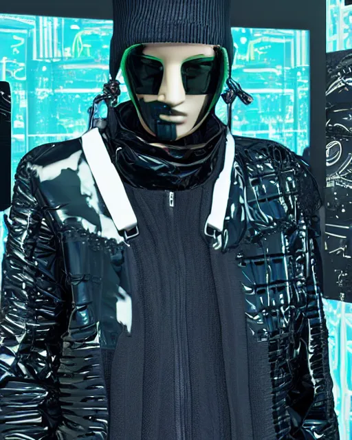 Image similar to a leaked screenshot of Balenciaga's cyberpunk wizard collection