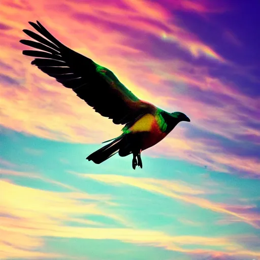 Image similar to Majestic Bird in flight multicolor Grace Beauty Power Gold Diamonds sun clouds trees iridescent