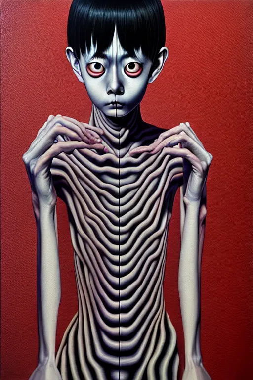 Image similar to mythos of ego. ethos of id. by junji ito, hyperrealistic photorealism acrylic on canvas