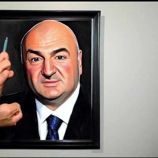 Prompt: kevin o'leary draw in kevin o'leary painting, painted by kevin o'leary in his room