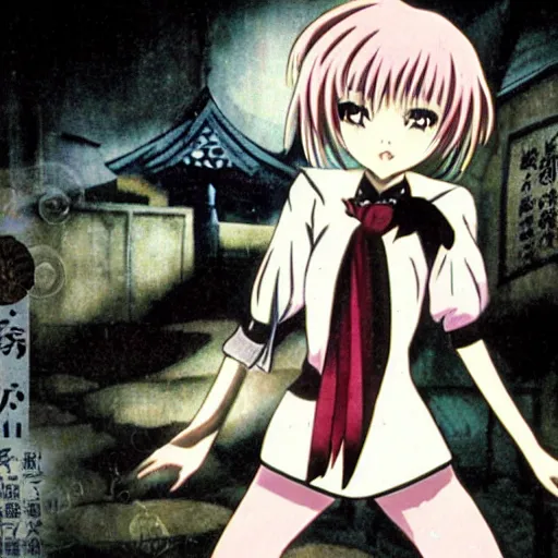 Image similar to a still film of nazuna nanakusa the vampire from call of the night anime