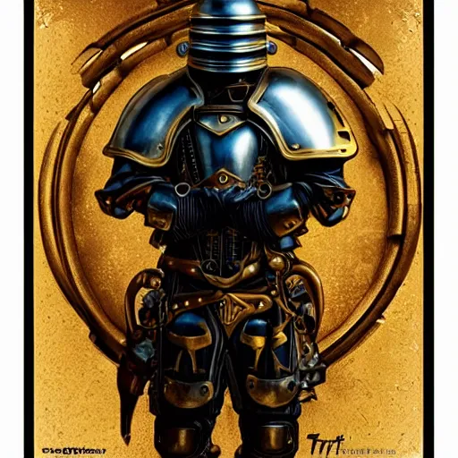 Prompt: Lofi steamPunk portrait medieval knight wearing black and gold plate armor Pixar style by Tristan Eaton Stanley Artgerm and Tom Bagshaw