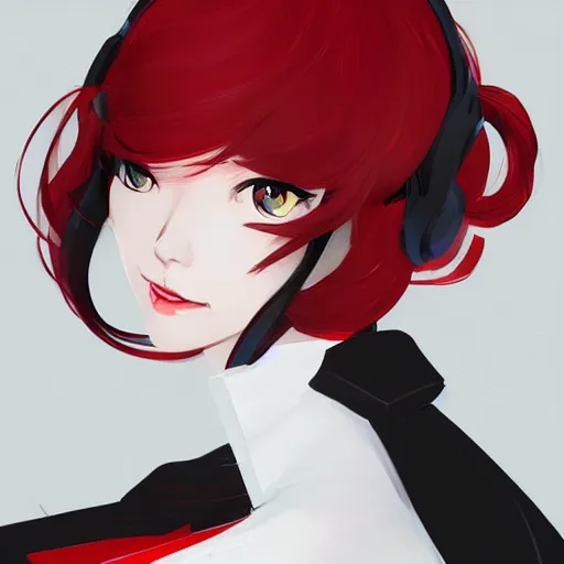 Image similar to Ann Takamaki from Persona 5, anime, elegant, 2d, ultra highly detailed, digital painting, smooth, sharp focus, artstation, portrait art by Ilya Kuvshinov