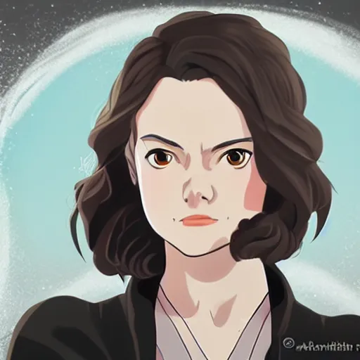 Image similar to a portrait of Daisy Ridley, anime art style