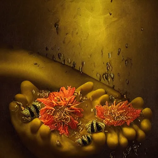 Image similar to disgusting disturbing dutch golden age bizarre mutant wet dew flower floral still life with many human toes realistic human toes blossoming everywhere insects very detailed fungus tumor disturbing tendrils bizarre slimy forms sprouting up everywhere by rachel ruysch christian rex van minnen black background chiaroscuro dramatic lighting perfect composition high definition 8 k 1 0 8 0 p