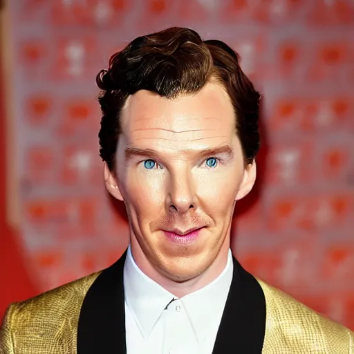 Prompt: benedict cumberbatch dressed in an egg costume