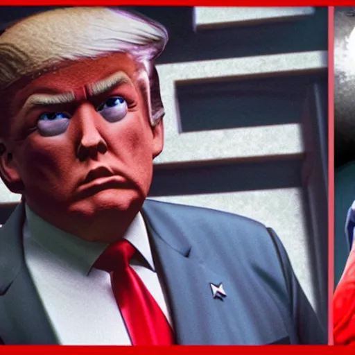 Prompt: wolfenstein 3 d screenshot : donald trump and alex jones