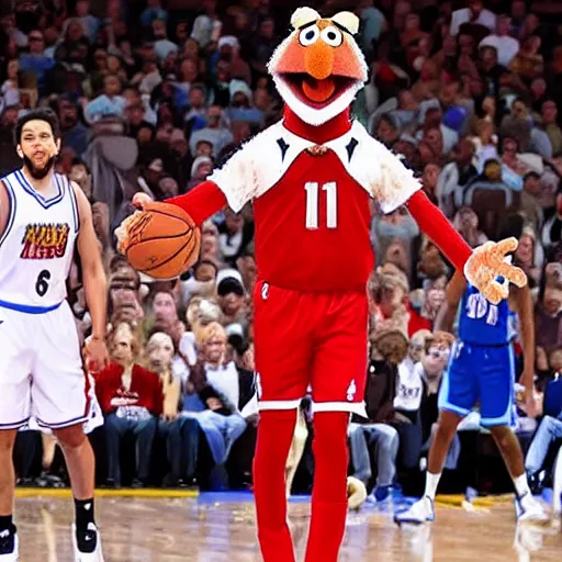Prompt: muppets playing in the nba