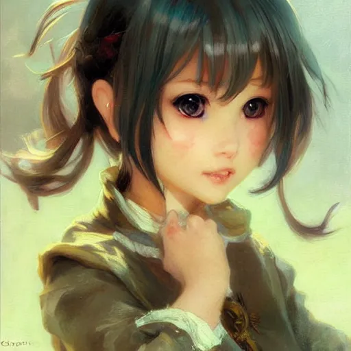 Image similar to ultra cute anime girl portraits, chibi art, painting by gaston bussiere, craig mullins, j. c. leyendecker