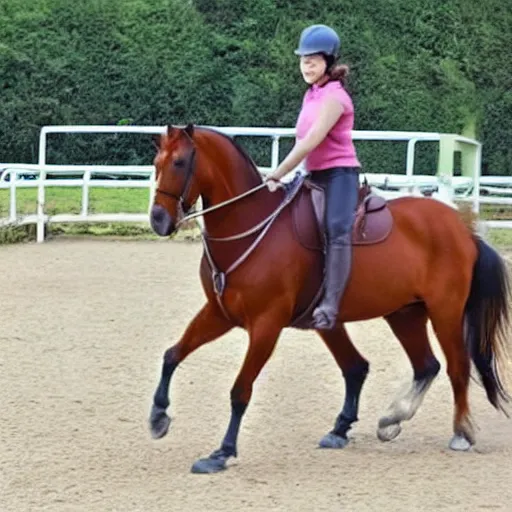 Prompt: Horse riding a human