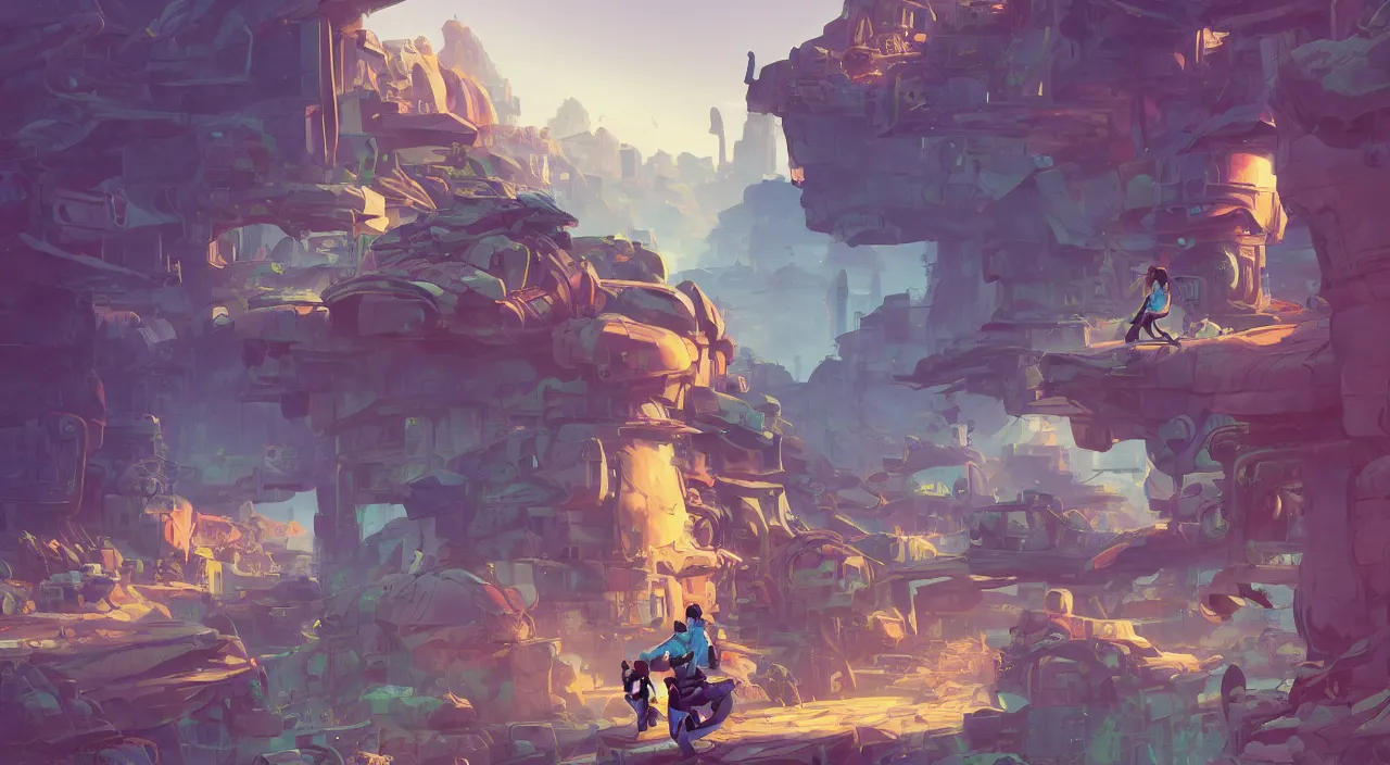 Image similar to grounded camera arabian marketplace skyup vivid tissu color fabric greeble block jungle dirt wall fortress volume lighting shine video game icon, 2 d game art gta cover, official fanart behance hd artstation by jesper ejsing, by rhads, makoto shinkai and lois van baarle, ilya kuvshinov, rossdraws