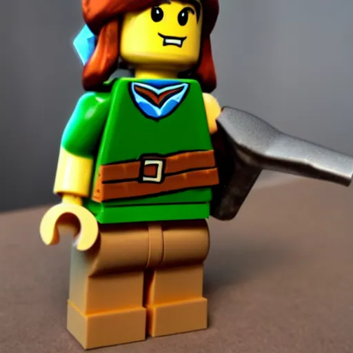 Prompt: link from the legend of zelda, lego movie style