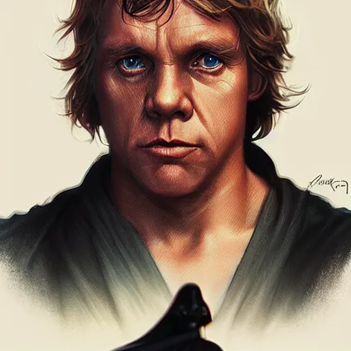 Image similar to ultra realistic illustration, wide angle shot, luke skywalker as dath vader, intricate, elegant, highly detailed, digital painting, artstation, concept art, smooth, sharp focus, by artgerm and greg rutkowski and alphonse mucha