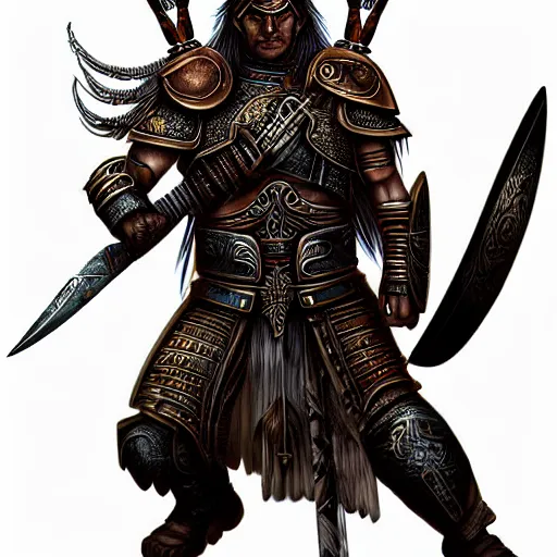 Image similar to epic chthonic ancient warrior by Boris Valejio, high detailed digital art