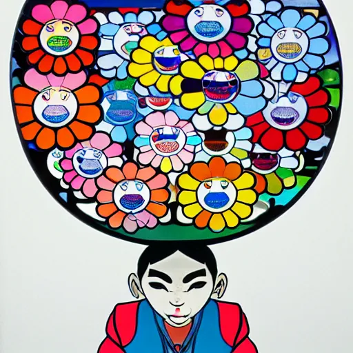 Prompt: flowers by takashi murakami