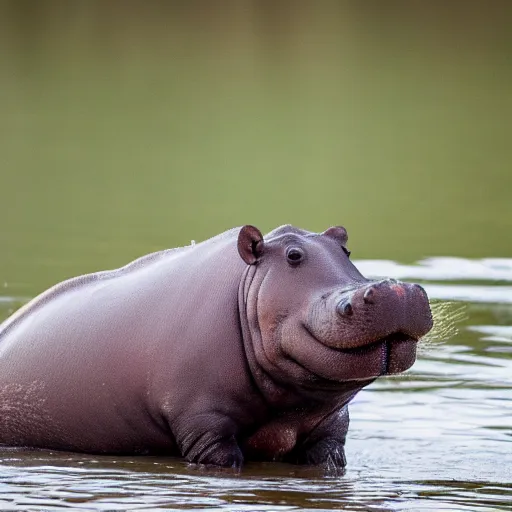 Image similar to A high quality photo of a hippo in a pond, 4k, detailed, focus on the hippo