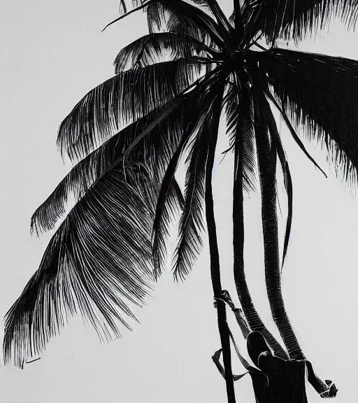 Image similar to coconut tree with human head. realism art, high detailed, fine art, trending on artstation, smooth draw, perfect lighting, sharp focus.