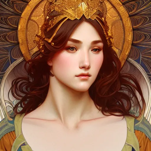 Prompt: perfectly-centered-Portrait of a graceful Goddess, intricate, highly detailed, digital painting, artstation, concept art, smooth, sharp focus, illustration, Unreal Engine 6, 8K, art by artgerm and alphonse mucha