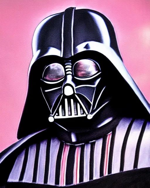 Image similar to pastel painting portrait of darth vader looking through a large window into space, high production value, intricate details, high resolution, hdr, high definition, masterpiece, realistic, ultrarealistic, highly detailed, hd, sharp focus, non blurry, sharp, smooth